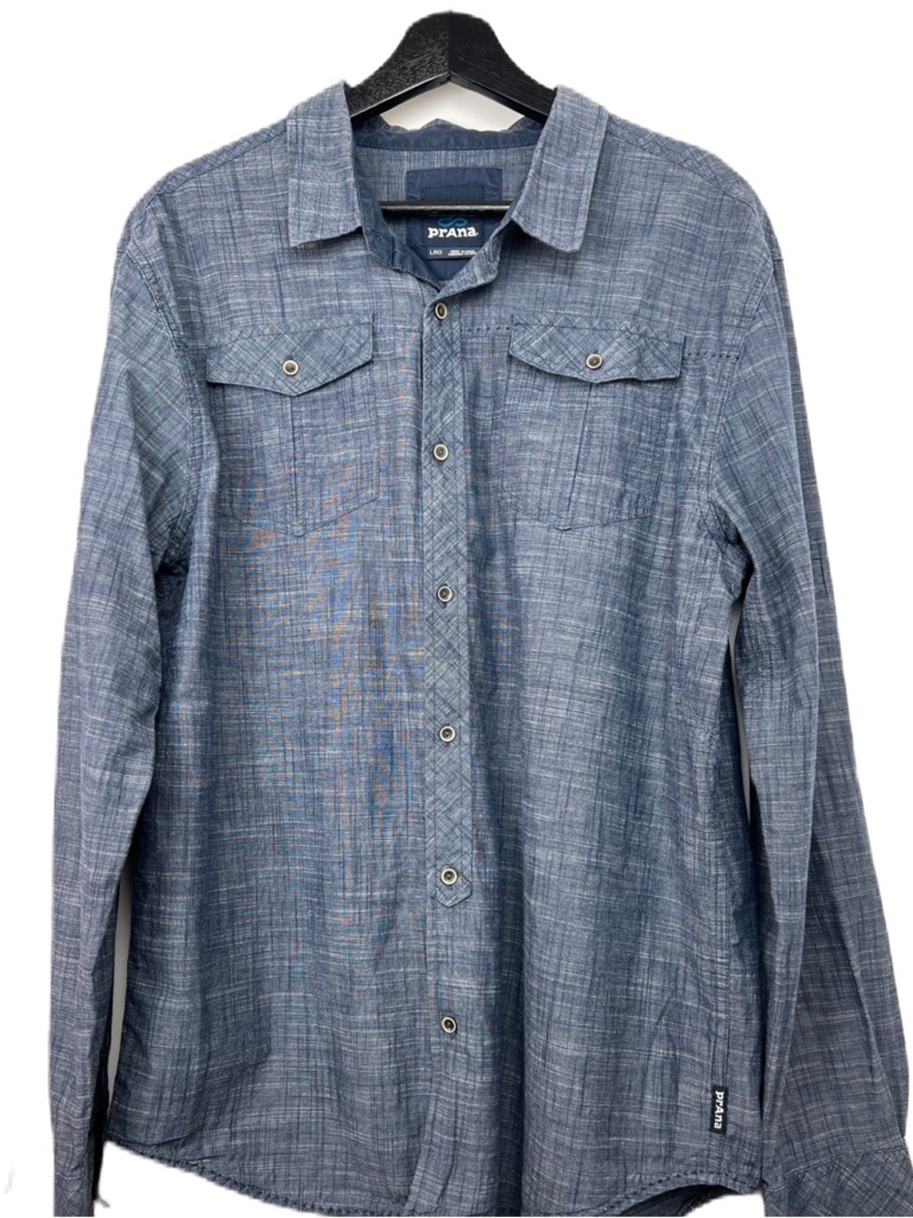 Prana Convertible Vented Roll Up Sleeve Outdoor Men’s Shirt Size L Blue Camping